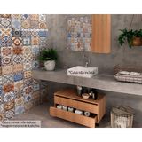 Armário C/ Balcão Banheiro Rodizios Bn3603 S/ Cuba 80cm E Espelho Bn3602 Amêndoa - Tecno Mobili