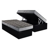 Conjunto Box Baú Solteiro: Colchão Espuma Paropas Compact Ag 65 / D28 Royalle Rústico Prata + Base Crc Suede Black (88x188)