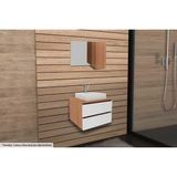Armário C/ Balcão Banheiro Suspenso Bn3607 S/cuba 60cm E Espelho Bn3602 Amêndoa/branco - Tecno Mobili