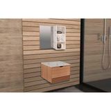 Armário C/ Balcão Banheiro Suspenso Bn3613 S/ Cuba 60cm E Espelho Bn3609 Mármore Branco - Tecno Mobili