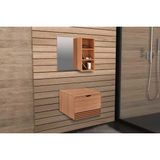 Armário C/ Balcão Banheiro Suspenso Bn3613 S/ Cuba 60cm E Espelho Bn3609 Amêndoa - Tecno Mobili