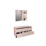 Armário C/ Balcão Banheiro Rodizios Bn3603 S/ Cuba 80cm E Espelho Bn3609 Mármore Branco - Tecno Mobili