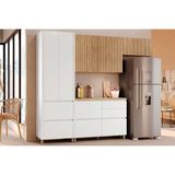 Cozinha Modulada Completa Rainha 4 Peças (2aéreos+1balcão+1paneleiro) C4p158 Branca/nature - Nesher