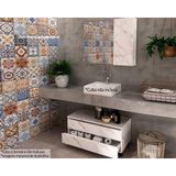Armário C/ Balcão Banheiro Rodizios Bn3603 S/ Cuba 80cm E Espelho Bn3602 Mármore Branco - Tecno Mobili