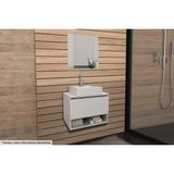 Armário C/ Balcão Banheiro Suspenso Bn3606 S/ Cuba 60cm E Espelho Bn3610 Branco - Tecno Mobili
