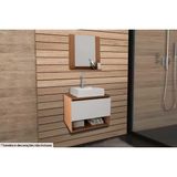 Armário C/ Balcão Banheiro Suspenso Bn3606 Cuba Bn3600 60cm E Espelho Bn3610 Amêndoa/branco - Tecno Mobili