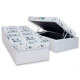 Conjunto Box Baú Solteiro: Colchão Espuma Luckspuma D28 Celebrity Pró Saúde + Base Crc Courano White (88x188)