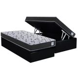 Conjunto Box Baú Solteiro: Colchão Espuma Herval Compact Ag 65 / Ag Biello + Base Crc Suede Black (88x188)