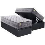 Cama Box Baú Solteiro: Colchão Molas Ensacadas D Angelis Anjos Versalhes + Base Crc Suede Gray (88x188)