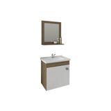 Gabinete De Banheiro Balcão Suspenso Iris C/ Cuba 44cm E Espelheira 40cm Amendoa/branco - Mgm
