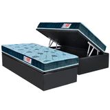 Cama Box Baú Solteiro: Colchão Espuma D45 Orthoflex Comfortpedic + Base Crc Courano Gray (88x188)