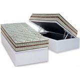 Cama Box Baú Solteiro: Colchão Molas Ensacadas D Angelis Anjos Classis + Base Crc Suede White (88x188)
