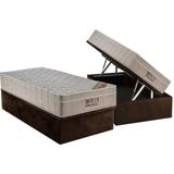 Cama Box Baú Solteiro: Colchão Molas Masterpocket Ensacadas Ortobom Conjunto Box Baú - Ortobom Fort Airtech Spring + Box Baú Nobuck Café (88x188
