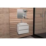 Armário C/ Balcão Banheiro Suspenso Bn3607 S/cuba 60cm E Espelho Bn3608 Branco - Tecno Mobili