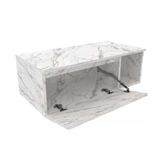 Armário C/ Balcão Banheiro Suspenso Bn3601 S/ Cuba 80cm E Espelho Bn3602 Mármore Branco - Tecno Mobili