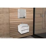 Armário C/ Balcão Banheiro Suspenso Bn3607 Cuba Bn3600 60cm E Espelho Bn3610 Mármore Branco - Tecno Mobili