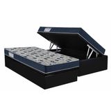 Cama Box Baú Solteiro: Colchão Anatômico Ortobom D28 Iso 60 Super Firme + Base Crc Courano Black (88x188)