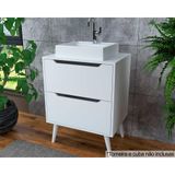 Balcão P/ Banheiro C/ Pés Bn3639 S/ Cuba C/ 2 Gavetas 60cm Branco - Tecno Mobili