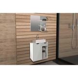 Armário C/ Balcão Banheiro Suspenso Bn3605 Cuba Bn3600 60cm E Espelho Bn3608 Branco - Tecno Mobili
