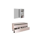 Armário C/ Balcão Banheiro Rodizios Bn3603 S/ Cuba 80cm E Espelho Bn3609 Branco - Tecno Mobili