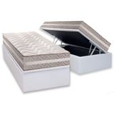 Conjunto Box Baú Solteiro: Colchão Espuma Paropas D33 D45/ Pro Sono Double Face Prata + Base Crc Courano White (88x188)