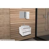 Armário C/ Balcão Banheiro Suspenso Bn3607 S/cuba 60cm E Espelho Bn3602 Mármore Branco - Tecno Mobili