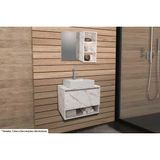 Armário C/ Balcão Banheiro Suspenso Bn3606 S/ Cuba 60cm E Espelho Bn3609 Mármore Branco - Tecno Mobili