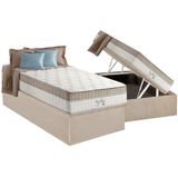 Cama Box Baú Solteiro: Colchão Molas Ensacadas D Angelis Anjos King Best Clean + Base Crc Suede Clean (88x188)