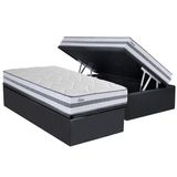 Conjunto Box Baú Solteiro: Colchão Espuma Herval Molas Ensacadas Parma + Base Crc Suede Gray (88x188)