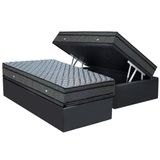 Cama Box Baú Solteiro: Colchão Molas Ensacadas Ortobom Orthotel Luxo + Base Crc Suede Gray (88x188)