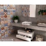 Armário C/ Balcão Banheiro Rodizios Bn3603 S/ Cuba 80cm E Espelho Bn3602 Branco - Tecno Mobili