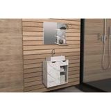 Armário C/ Balcão Banheiro Suspenso Bn3605 Cuba Bn3600 60cm E Espelho Bn3608 Mármore Branco - Tecno Mobili