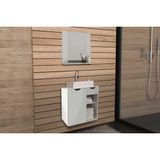 Armário C/ Balcão Banheiro Suspenso Bn3605 Cuba 60cm Bn3600 E Espelho Bn3610 Branco - Tecno Mobili