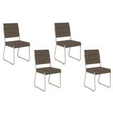 Kit 4 Cadeiras Sala Jantar 1736 4 Uni Prata/suede Linho Cinza - Carraro