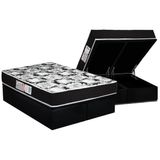 Conjunto Box Baú Queen: Colchão Molas Luckspuma D33 Supreme Pró Saúde Black + Base Crc Suede Black (158x198)
