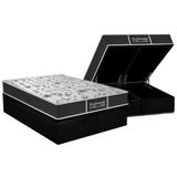 Cama Box Baú Queen: Colchão Molas Masterpocket Ensacadas Probel Prolastic Prodormir Sleep + Base Crc Suede Black (158x198)