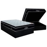 Cama Box Baú Casal: Colchão Molas Superpocket Ensacadas Ortobom Elegant + Base Crc Suede Black (138x188)