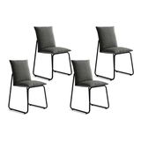 Kit 4 Cadeiras Sala Jantar Soft 1750 4 Uni Preto/linho Grafite - Carraro