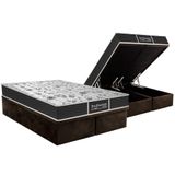Cama Box Baú Queen: Colchão Molas Masterpocket Ensacadas Probel Prolastic Prodormir Sleep + Base Crc Suede Brown (158x198)