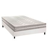 Cama Box Casal: Colchão Espuma D33 Paropas D45/ Pro Sono Double Face Prata + Base Crc Courano White (138x188)