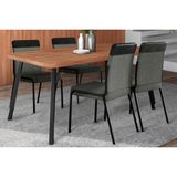Conjunto: Mesa De Cozinha Stellar 1597 Aço C/ Tampo Madeirado 160x90cm E 4 Cadeiras Duo Preto/nogal - Preto/grafite - Preto - Carraro