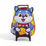 Mochila Escolar Passeio Rodinha Bichinho Animais 3d Lobinho