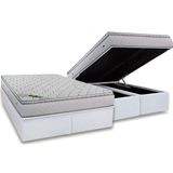 Cama Box Baú Queen: Colchão Molas Masterpocket Ensacadas Luckspuma Luck + Base Crc Courano White (158x198)