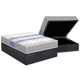 Cama Box Baú Casal: Colchão Espuma D33 Probel D45 Guarda Costas Gray + Base Crc Suede Gray (138x188)