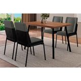 Conjunto: Mesa De Cozinha Stellar 1598 Aço C/ Tampo Madeirado 120x80cm E 4 Cadeiras Hug Preto/nogal - Preto/grafite - Preto - Carraro