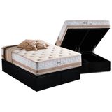 Cama Box Baú Queen: Colchão Molas Masterpocket Ensacadas Herval Maxspring Spain + Base Crc Suede Black (158x198)