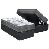 Cama Box Baú Solteiro: Colchão Molas Bonnel Probel Ensacadas Perfil + Base Crc Suede Gray (88x188)