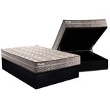 Conjunto Box Baú Casal: Colchão Molas Paropas D45 Pasquale Plus Gray + Base Crc Suede Black (138x188)
