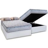 Cama Box Baú Casal: Colchão Molas Masterpocket Ensacadas Herval Maxspring Oslo + Base Crc Courano Branco (138x188)
