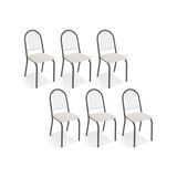 Kit 6 Cadeiras De Cozinha Noruega C077 6 Un Preto Fosco/courano Branco - Kappesberg